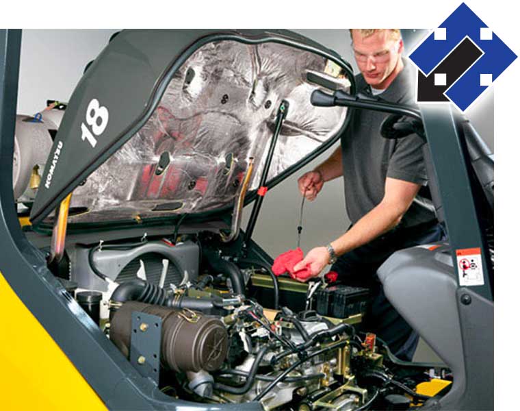 Service Technician working on a Forklift